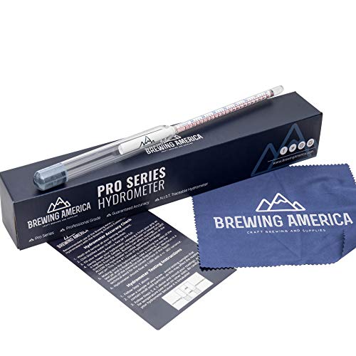 Brewing America American-Made Specific Gravity Hydrometer Alcohol ABV Tester - Pro Series Fermentation Testing Homebrew: Beer, Wine, Cider, Mead - Triple Scale Hydrometer