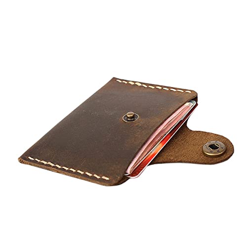 Handmade Crazy Horse Leather Retro Card Case Small Coin Purse Leather Small Top Layer Cowhide Snap Buckle
