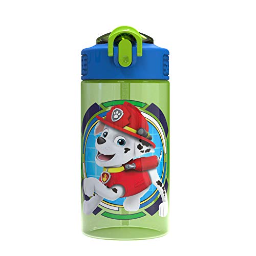 Zak Designs Paw Patrol Kids Spout Cover and Built-in Carrying Loop Made of Plastic, Leak-Proof Water Bottle Design (Rocky, Rubble & Chase, 16 oz, BPA-Free)
