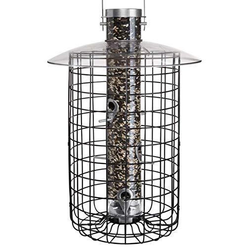 Droll Yankees Domed Cage Sunflower Seed Bird Feeder, 6 Feeding Ports, 20-Inch, Black