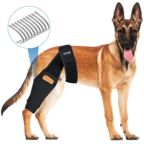 HUAME Dog Knee Brace, Dog Leg Braces for Back Leg for ACL, Knee Cap Dislocation, Arthritis, Reduces Pain and Inflammation with Side Stabilizers (S, Black)