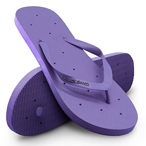 Shower Shoez Women's Non-Slip Pool Dorm Water Sandals Flip Flops (9-10, Purple, numeric_9)