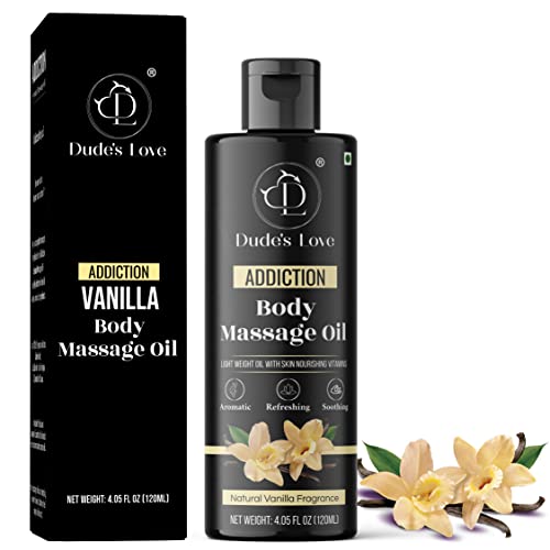 Organic - Vanilla Edible Full Body Massage Oil - No Stain & Non-Sticky | with Fractionated Coconut Oil, Vanilla & Jasmin Oil, Date Night | Massage Oil for Massage Therapy - 4.05 Fl Oz