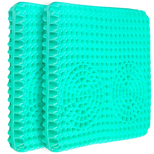 VELLE 2 Pack Gel Seat Cushion, Double Thick Honeycomb Seat Cushion for Long Sitting, Relief Sciatica Pain Cushion with Non-Slip Cover