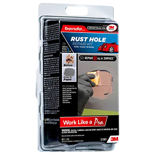 3M Bondo Rust Hole Repair Kit, Paintable, Permanent, Non-Shrinking, 1 Kit (31591)