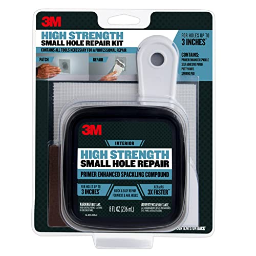 3M High Strength Small Hole Repair Kit with 8 fl. oz Spackling Compound, Self-Adhesive Patch, Putty Knife, and Sanding Pad