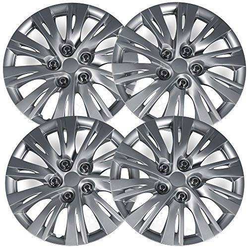 OxGord 16 inch Hubcaps Best for 2012-2019 Toyota Camry - (Set of 4) Wheel Covers Hub Caps Silver Rim Cover - Car Accessories for 16 inch Wheels - Snap On Hubcap, Auto Tire Replacement Exterior Cap