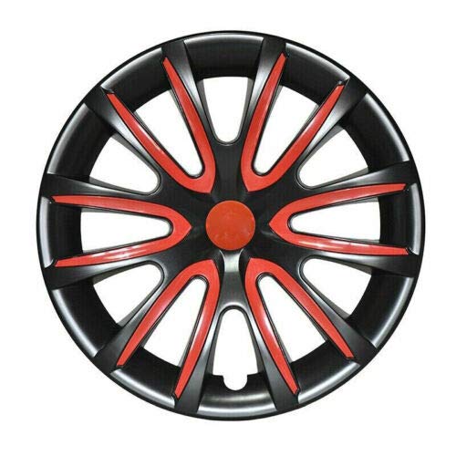 OMAC 16 Inches Hubcaps for Toyota Camry, Wheel Rim Covers, 4 Pieces, Black and Red