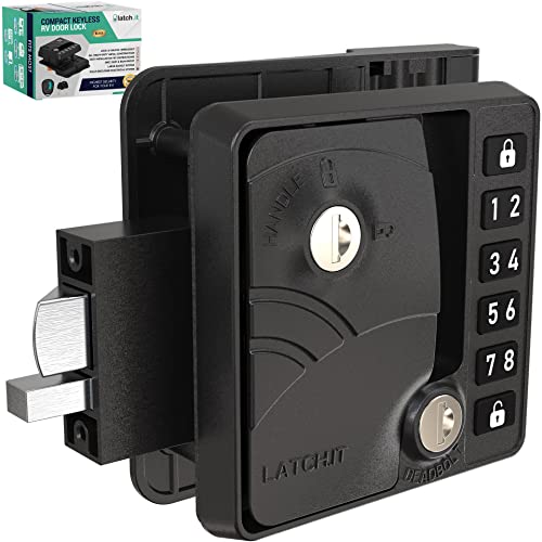 LATCH.IT Rv Lock Keyless Entry | Compact Rv Keyless Entry Door Lock | All Metal Locks for RV Doors | Keyless RV Door Lock | Fits Door w/ 2.75" x 3.75" Door Lock Hole & Full-Size Windows