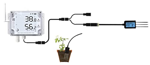 Ubibot GS1-AETH1RS + Soil Temperature Moisture Probe Ethernet Thermometer Hygrometer, WiFi Temperature Humidity Sensor, Digital Temperature Data Logger, Free App Email Alert