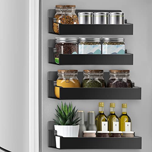 IncepKick 4 PCS Moveable Fridge Magnetic Spice Racks Magnetic Spice Shelves for Refrigerator Microwave Oven Washing Machine Coffee Machine etc.