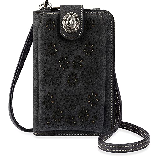 Montana West Crossbody Cell Phone Purse For Women Western Style Cellphone Wallet Bag Travel Size With Strap MBB-PHD-120BK