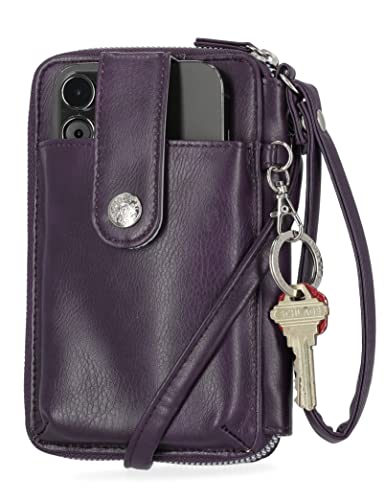 Mundi Jacqui Vegan Leather RFID Womens Crossbody Cell Phone Purse Holder Wallet ((Purple))