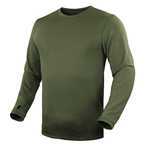 Condor Mens Base Layer Tactical Shirt - Base II - Long Sleeve Fleece Crewneck (Olive Drab, Medium)