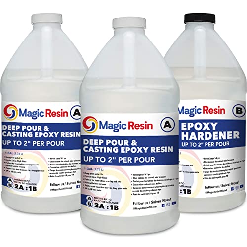 Deep Pour Epoxy Resin for River Table | 3 Gallon (11.4 L) | 2'' Deep Pour & Casting Epoxy Resin Kit | Low Odor | for River Tables, Deep Pour, Casting, Molding & More