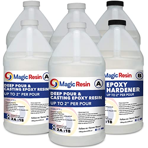 Deep Pour Epoxy Resin for River Table | 6 Gallon (22.8 L) | 2'' DEEP Pour, Casting & Art Epoxy Resin Kit | Low VOC & Low Odor | for River Tables, Deep Pour, Casting, Molding, Jewelry, Crafting