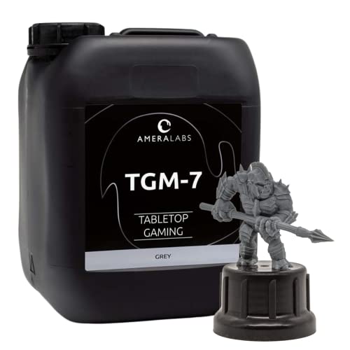 AmeraLabs TGM-7 3D Printing Resin for Tabletop Miniatures  Tough, High Resolution, Grey, Low Odor for MSLA, LCD, DLP UV 3D Printers, 5L