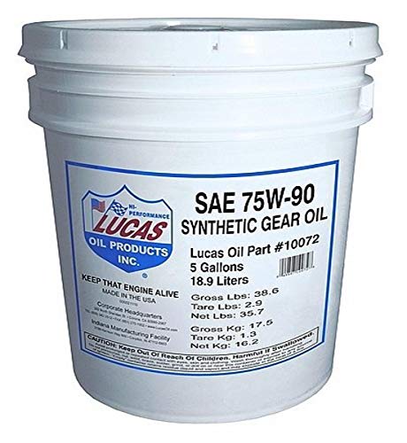 Lucas Oil 10072 SAE 75W-90 Synthetic Transmission and Differential Lube - 5 Gallon Pail