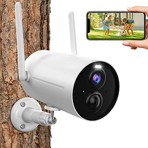 rockspace Battery Powered Security Camera, Spotlight 2.4g WiFi Security Camera Outdoor for Home Security, 1080p Outdoor WiFi Security Camera with Color Night Vision, Motion Detection, Ip65 Waterproof