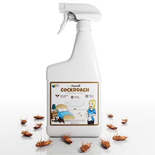 BugPursuit 24oz Roach Killer Bug Spray, Natural Essential Oils Cockroach Killer, Non Staining, USDA Biobased, Effective, Outdoor and Indoor Use, Safe Plant Based Formula, Made in USA, Unscented