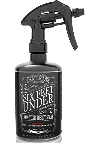 Dr. Killigan's Six Feet Under Non Toxic Insect Killer Spray | Indoor Natural Pest Control | Flea, Tick, Pantry & Clothing Moths, Ant, & Cockroach | Family Friendly, Pet Safe (24 oz)