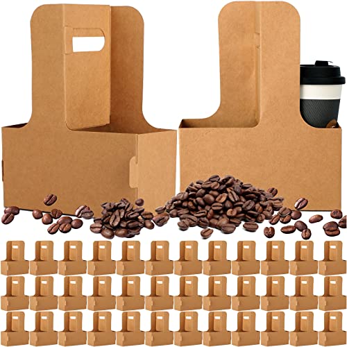 Nuogo 100 Pack 2 Cup Drink Carrier Handled Drink Carrier Drink Holder Disposable Cup Holder Paper Cup Holder with Handle Take out Cup Carriers to Go Coffee Cup Holder for Restaurants Food Delivery