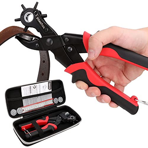 KingTool Leather Hole Punch Set, Super Heavy Duty Rotary Puncher, Multi Hole Sizes Maker Tool