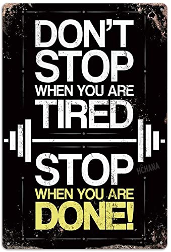 NaCraftTH Metal Iron Tin Sign [Don't Stop] Exercise Workout Motivation Quote Retro Vintage Hanging Wall Art Gym Fitness Home Decor, 8"x12"