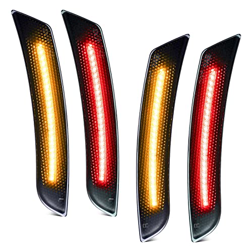 Partsam Smoked Lens LED Side Marker Lights Front Rear Bumper Side Marker Lamps Reflectors Compatible with Camaro 2016-2021,Pack of 4 (2 x Amber, 2 x Red)