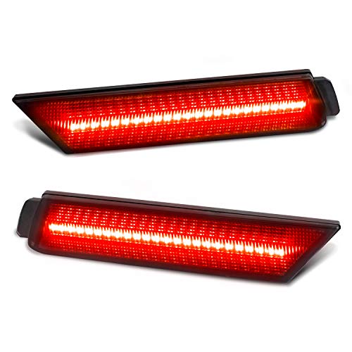 RUXIFEY Smoked Lens LED Side Marker Lights Rear Bumper Sidemarker Lamps Reflectors Compatible with 2010 to 2015 Camaro Red- Pack of 2