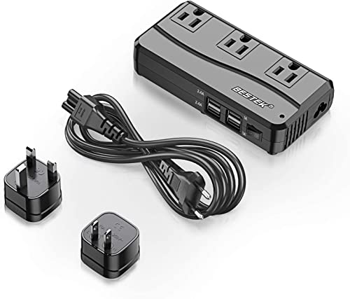 BESTEK Universal Travel Adapter 220V to 110V Voltage Converter with 6A 4-Port USB Charging and UK/AU/US/EU Worldwide Plug Adapter (Black)