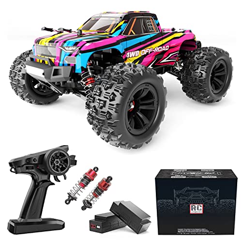RC Monster 1:16 RC Cars for Adults, Max 42mph 4X4 RTR Brushless RC Trucks, Hobby Electric Off-Road Jumping Fast RC Trucks, Oil Filled Shocks, Remote Control Car with 2 Batteries for Boys (RCM029)