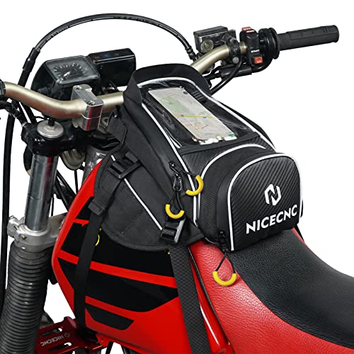 NICECNC Motorcycle Tank Bag Magnetic 6L, Phone Visor Design 6 Magnets & 5 Straps Reinforced Fastening Anti-slip 6.7 Inch Phone Pouch, Universal for Most Motorcycles Adventure Dual Sport Black