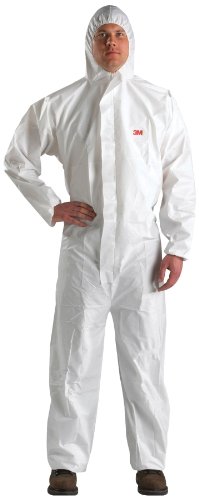 3M Protective Disposable Coveralls, Bulk Pack of 25 White Coveralls, Hooded with Elastic Cuff, Two-way Zipper, Antistatic Protection, 3XL, 4510-BLK-3XL