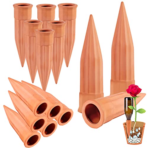 Plant Self-Watering Stakes-15 Pack Terracotta Automatic Plant Waterer Devices Auto-Water Irrigation System for Indoor/Outdoor Plants