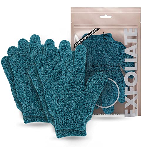 Exfoliating Glove (4 Pcs, 2 Pairs) - Medium Exfoliate Glove for Dead Skin Bath Exfoliating Gloves for Shower Spa Massage Body Scrub - Shower Gloves Exfoliating for Women & Men