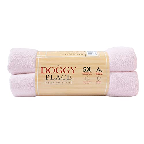 My Doggy Place - Super Absorbent Microfiber Towel - Dog Bathing Supplies - Microfiber Drying Towel - Washer Safe - Pink - 45 x 28 in - 1 Piece