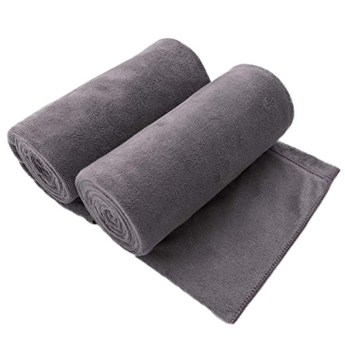 JML Microfiber Bath Towel 2 Pack(30" x 60"), Oversized, Soft, Super Absorbent and Fast Drying, No Fading Multipurpose Use for Sports, Travel, Fitness, Yoga, 30 in x 60 in, Grey 2 Count