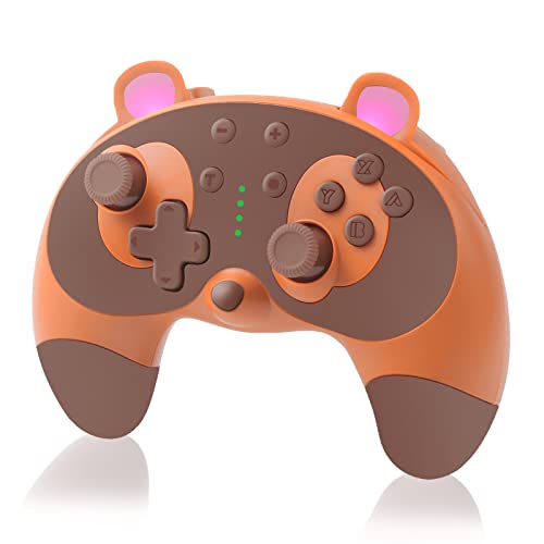 STOGA Switch Controller Cute Raccoon Animal Pro Gamepad Switch/Switch Lite/OLED Wireless Switch Controller,Game Controller with Wake-Up Function,Support Gyro Axis,Turbo and Dual Vibration-Brown