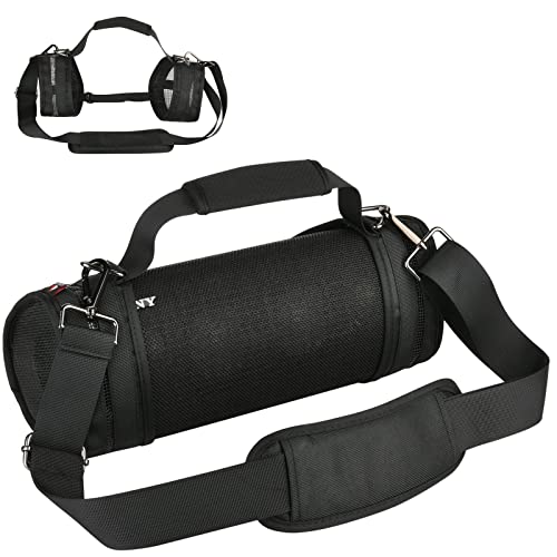 TXEsign Travel Carrying Strap Case for Sony SRS-XB43 Extra Bass Speaker, Sony SRS-XB43 Two Side Protective Mesh Covers Cases with Shoulder Strap and Handler Strap