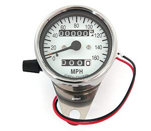 Motorcycle Mini Speedometer w/Trip Meter - 2240:60 - Chrome & White - MPH