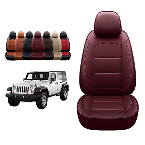 OASIS AUTO 2007-2017 Wrangler JK Custom Leather Seat Covers (2013-2017 Wrangler 4-Door, Burgundy)