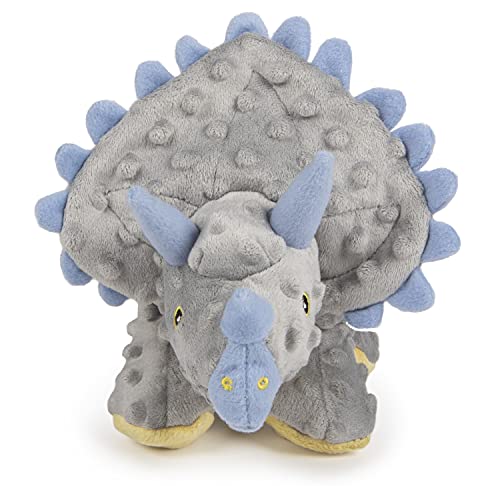 goDog Dinos Frills Squeaky Plush Dog Toy, Chew Guard Technology - Gray, Large