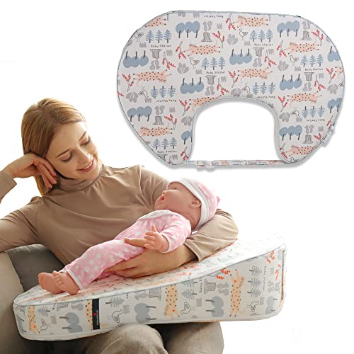 BABESTELLAR Natural Incline Baby Nursing Pillow | Hypoallergenic Pillow for Baby - Nursing Pillows for Breastfeeding Essentials | Soft Baby Pillow Lounger Adjustable Pillow w/Waist Belt Support