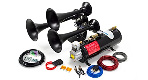 HornBlasters Mini Outlaw 3-Liter Train Horn Kit, All-In-One Air System - Easy Install - Big Sound