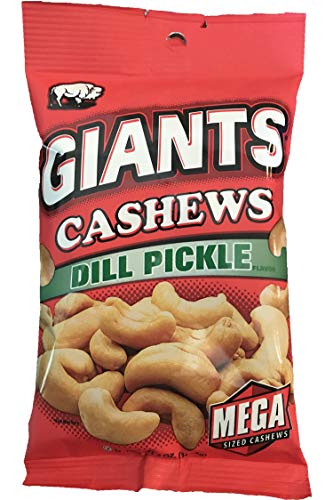 GIANTS Dill Pickle Flavored Cashews, ( 6 - 4 oz. Bags )