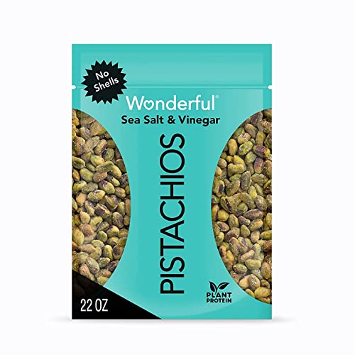 Wonderful Pistachios, No Shells, Sea Salt & Vinegar Nuts, 22oz Resealable Bag