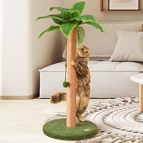 Meowoou Cat Scratching Post 33 inch Tall Scratching Post for Indoor Cats Large Cat Scratching Post with Sisal Rope Cat Scratcher for Indoor Cats Cute Cat Scratching Post for Kitten