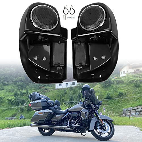 ECOTRIC Lower Vented Leg Fairing with Speaker Pods Grills Compatible with 2014-2023 Harley Davidson Touring Trike Model Street Glide Road Glide Electra Glide Road King Vivid Black