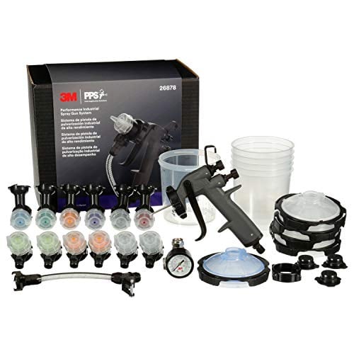 3M Performance Industrial Spray Gun Starter Kit, 26878, Includes PPS Series 2.0 Paint Spray Cup System, 12 Replaceable Nozzles in for Pressure and Gravity Painting, Whip Hose, Air Control